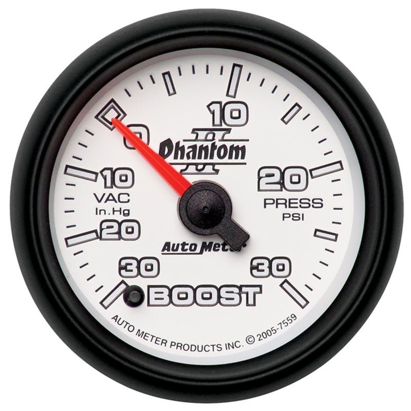 AutoMeter - Autometer Phantom II 52.4mm Electronic Vacuum / Boost Gauge 30 In. HG/30 PSI - Demon Performance