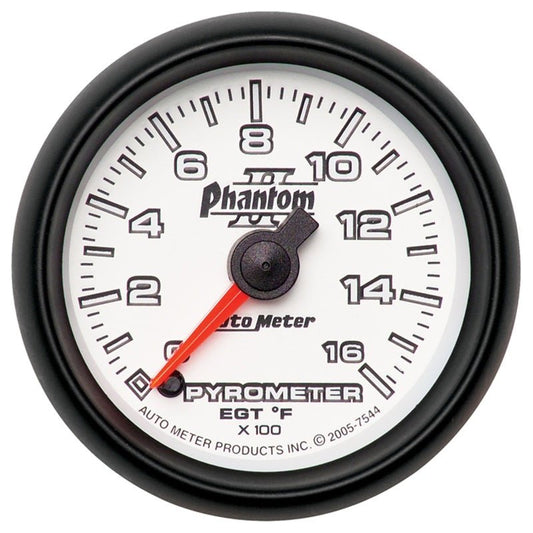 AutoMeter - Autometer Phantom II 52.4mm Full Sweep Electronic 0-1600 Def F EGT/Pyrometer Gauge - Demon Performance