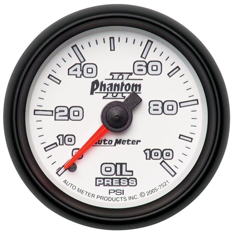 AutoMeter - Autometer Phantom II 52.4mm Mechanical 0-100psi Oil Pressure Gauge - Demon Performance