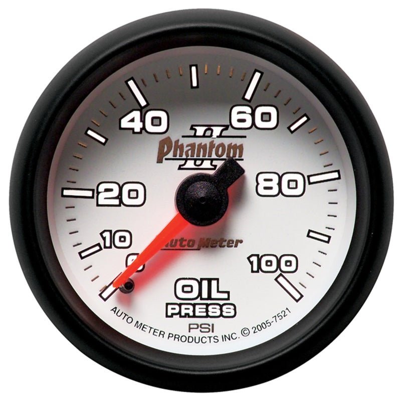 AutoMeter - Autometer Phantom II 52.4mm Mechanical 0-100psi Oil Pressure Gauge - Demon Performance
