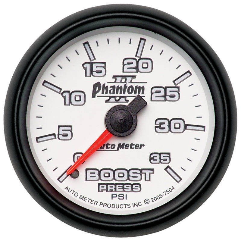 AutoMeter - Autometer Phantom II 52.4mm Mechanical 0-35 PSI Boost Gauge - Demon Performance