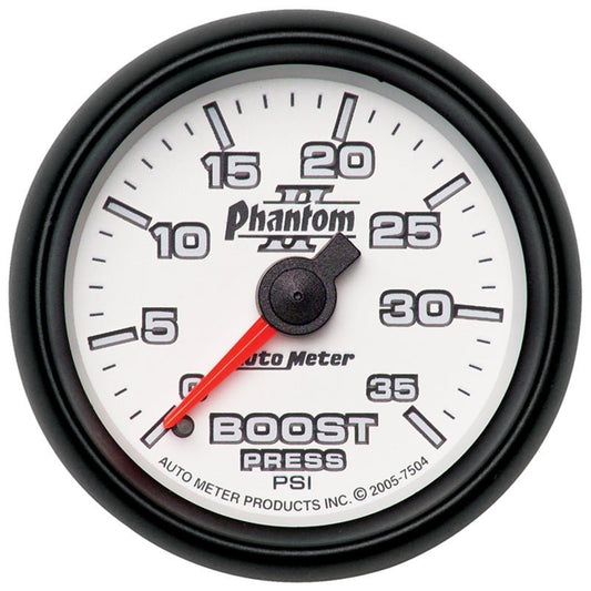 AutoMeter - Autometer Phantom II 52.4mm Mechanical 0-35 PSI Boost Gauge - Demon Performance