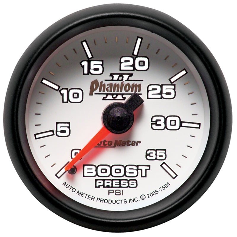 AutoMeter - Autometer Phantom II 52.4mm Mechanical 0-35 PSI Boost Gauge - Demon Performance