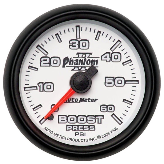 AutoMeter - Autometer Phantom II 52.4mm Mechanical 0-60 PSI Boost Gauge - Demon Performance
