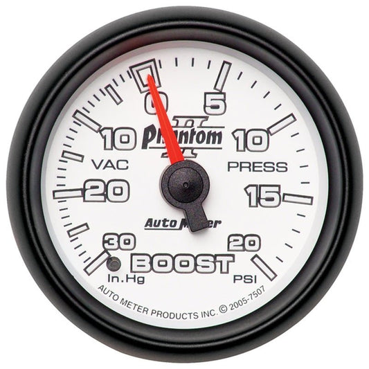 AutoMeter - Autometer Phantom II 52.4mm Mechanical Vacuum / Boost Gauge 30 In. HG/20 PSI - Demon Performance