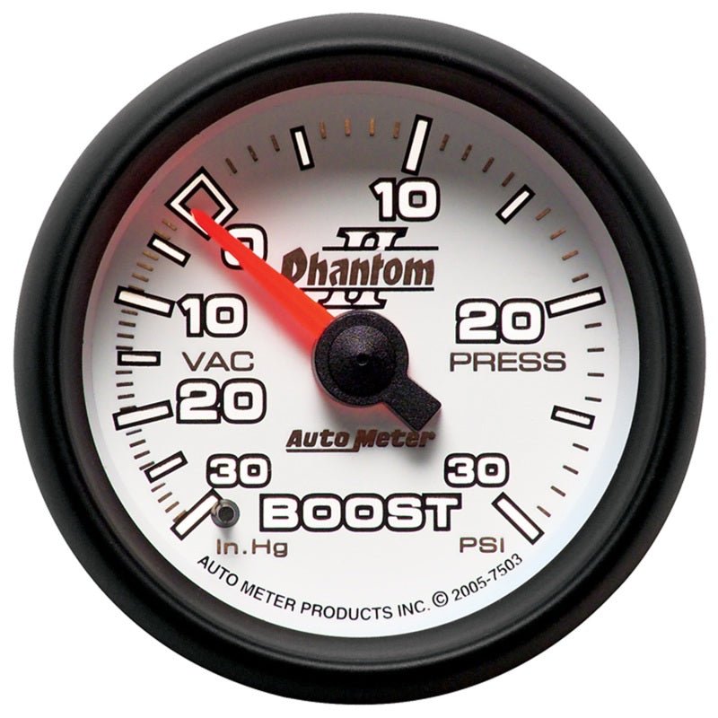 AutoMeter - Autometer Phantom II 52.4mm Mechanical Vacuum / Boost Gauge 30 In. HG/30 PSI - Demon Performance