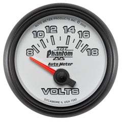 AutoMeter - Autometer Phantom II 52.4mm Short Sweep Electronic 8-18 Volts Voltmeter Gauge - Demon Performance