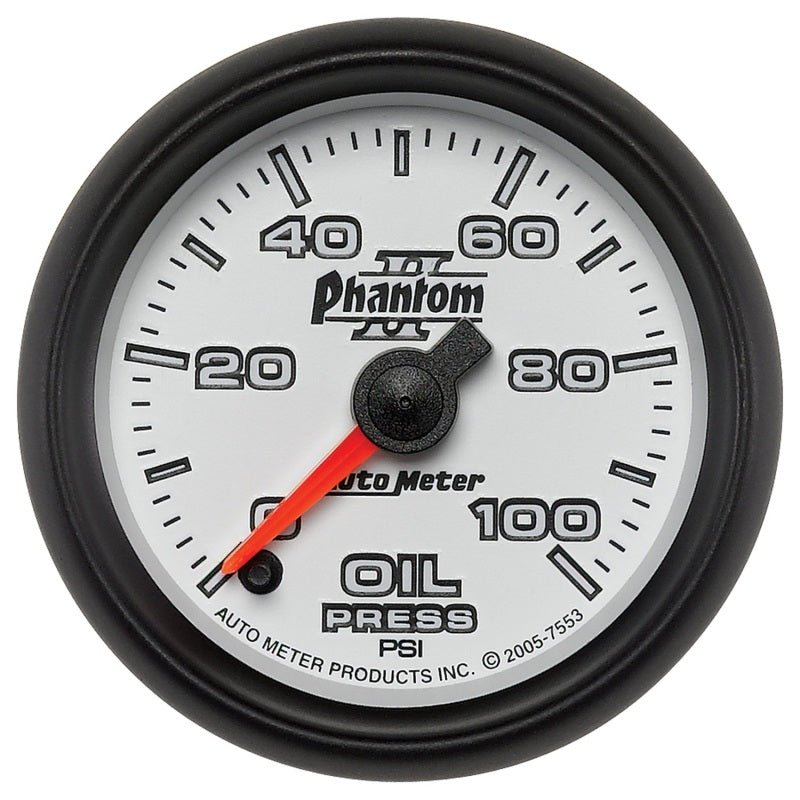 AutoMeter - Autometer Phantom II 52mm Full Sweep Electronic 0-100 PSI Oil Pressure Gauge - Demon Performance