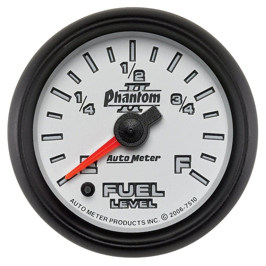 AutoMeter - Autometer Phantom II 52mm Full Sweep Electronic 0-280 ohm Fuel Level Programmable E-F Range Gauge - Demon Performance