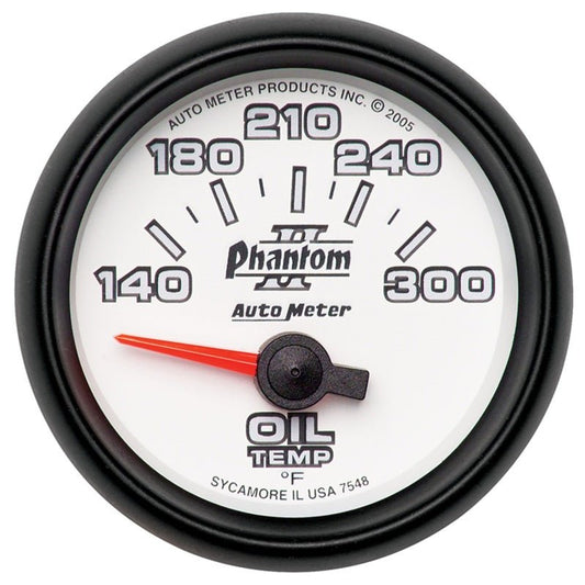 AutoMeter - Autometer Phantom II 52mm Short Sweep Electronic 140-300 Deg F Oil Temperature Gauge - Demon Performance