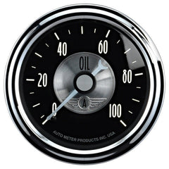 AutoMeter - Autometer Prestige Series Black Diamond 2-1/16in 0-100 PSI Mechanical Oil Pressure Gauge - Demon Performance
