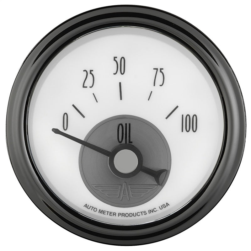 AutoMeter - Autometer Prestige Series Pearl 2-1/16in 100PSI Electronic Oil Pressure Gauge - Demon Performance
