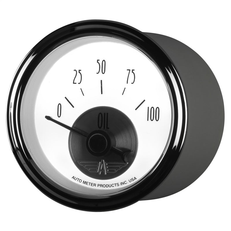 AutoMeter - Autometer Prestige Series Pearl 2-1/16in 100PSI Electronic Oil Pressure Gauge - Demon Performance