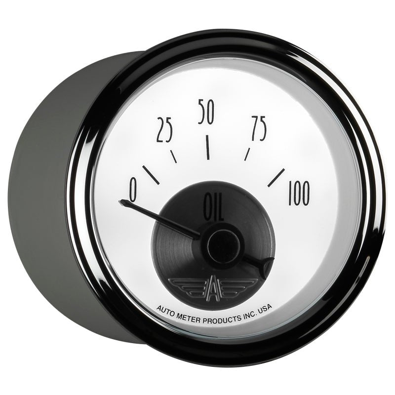 AutoMeter - Autometer Prestige Series Pearl 2-1/16in 100PSI Electronic Oil Pressure Gauge - Demon Performance