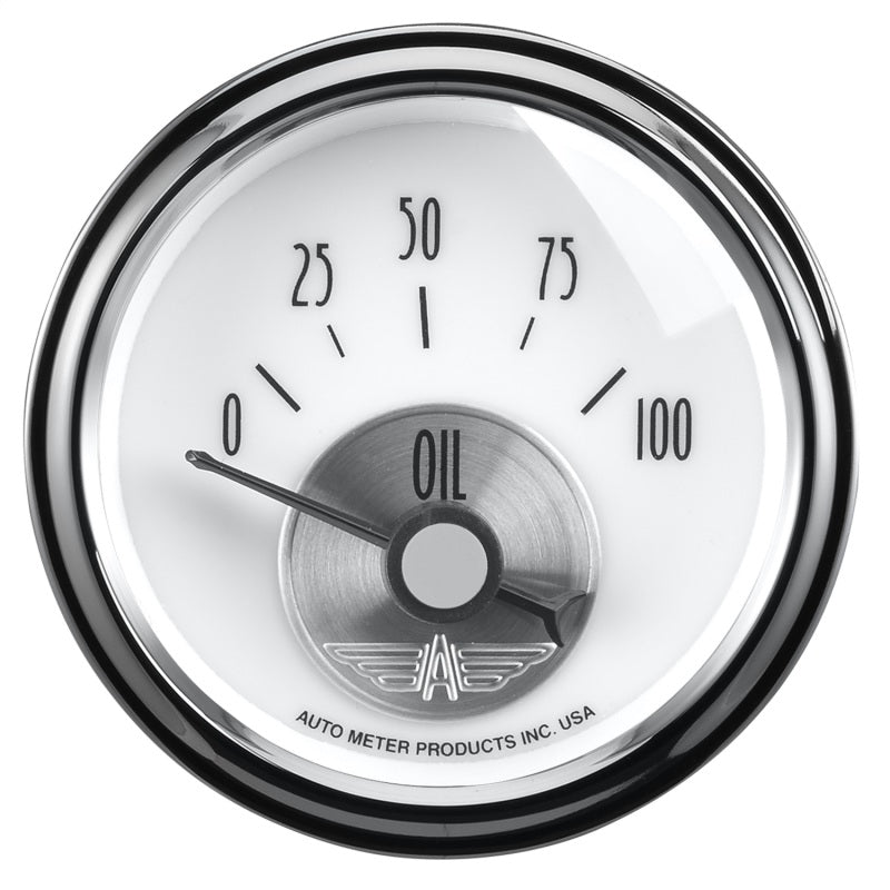 AutoMeter - Autometer Prestige Series Pearl 2-1/16in 100PSI Electronic Oil Pressure Gauge - Demon Performance