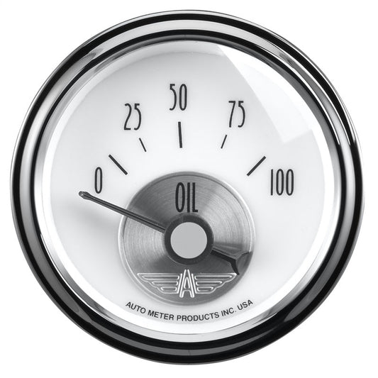 AutoMeter - Autometer Prestige Series Pearl 2-1/16in 100PSI Electronic Oil Pressure Gauge - Demon Performance