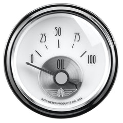 AutoMeter - Autometer Prestige Series Pearl 2-1/16in 100PSI Electronic Oil Pressure Gauge - Demon Performance