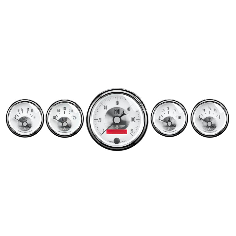 AutoMeter - Autometer Prestige Series Pearl 5 Piece Gauge Kit - Demon Performance