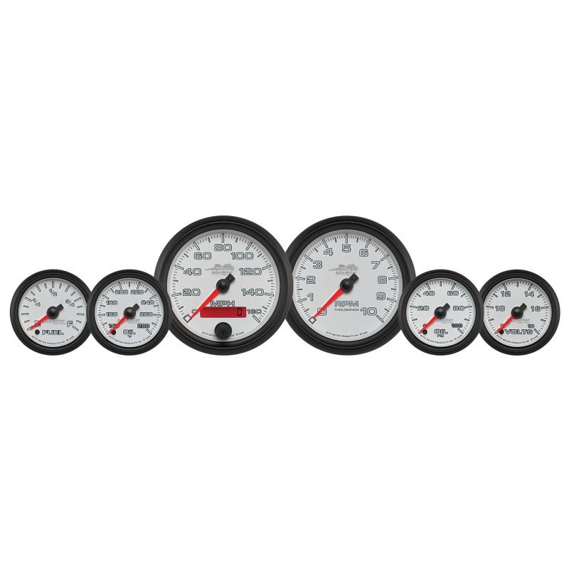 AutoMeter - Autometer Pro-Cycle Gauge Kit 6 Pc. Kit 3 3/8in & 2 1/16in Bagger White - Demon Performance