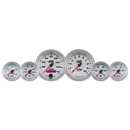 AutoMeter - Autometer Pro-Cycle Gauge Kit 6 Pc. Kit 3 3/8in & 2 1/16in Bagger White - Demon Performance