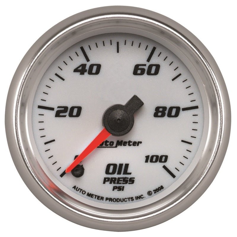 AutoMeter - Autometer Pro-Cycle Gauge Oil Pressure 2 1/16in 100psi Digital Stepper Motor White - Demon Performance