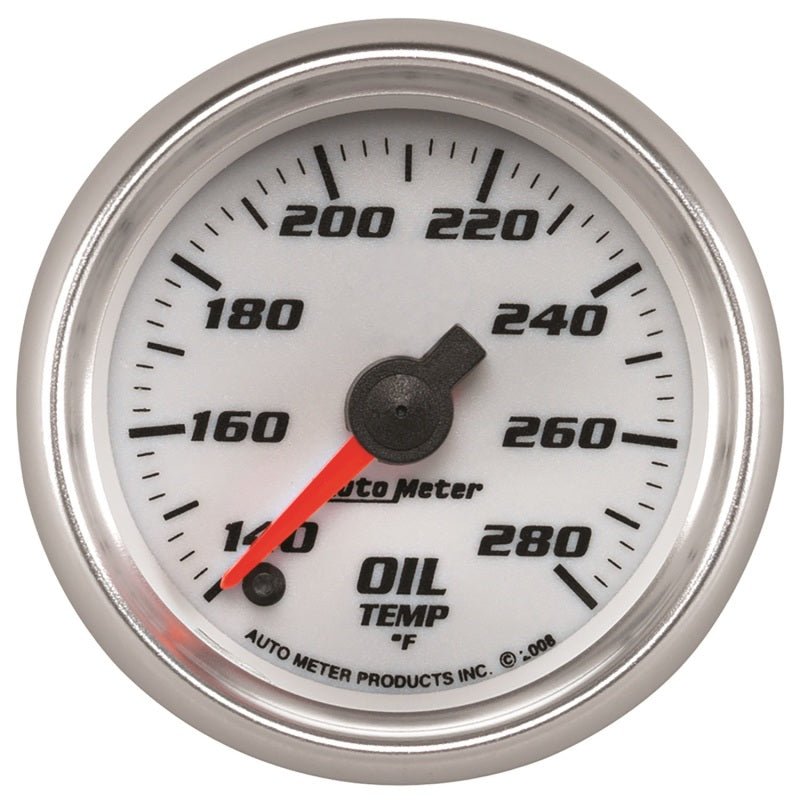 AutoMeter - Autometer Pro-Cycle Gauge Oil Temp 2 1/16in 140-280f Digital Stepper Motor White - Demon Performance