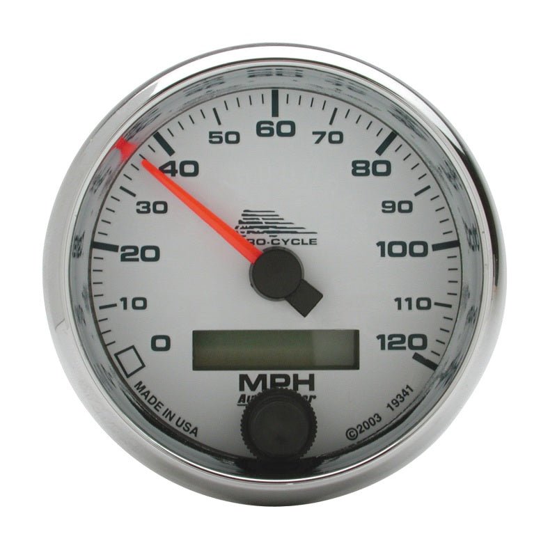AutoMeter - Autometer Pro-Cycle Gauge Speedo 2 5/8in 120 Mph Elec White - Demon Performance