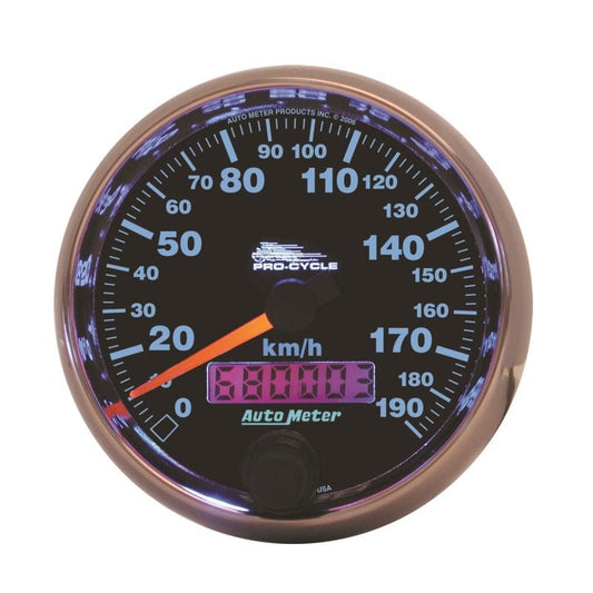 AutoMeter - Autometer Pro-Cycle Gauge Speedo 2 5/8in 190 Kmh Elec Black - Demon Performance