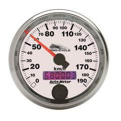 AutoMeter - Autometer Pro-Cycle Gauge Speedo 2 5/8in 190 Kmh Elec White - Demon Performance