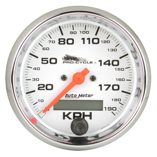 AutoMeter - Autometer Pro-Cycle Gauge Speedo 3 3/4in 120 Mph Elec White - Demon Performance