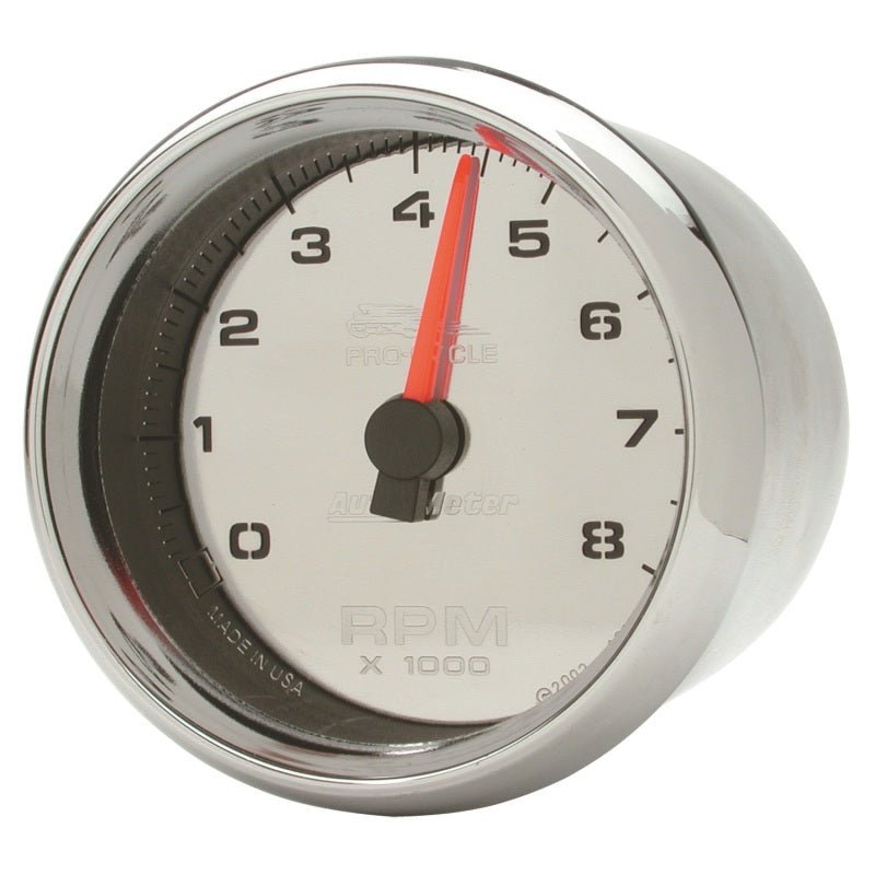 AutoMeter - Autometer Pro-Cycle Gauge Tach 2-5/8in 8K Rpm 2&4 Cylinder Chrome - Demon Performance