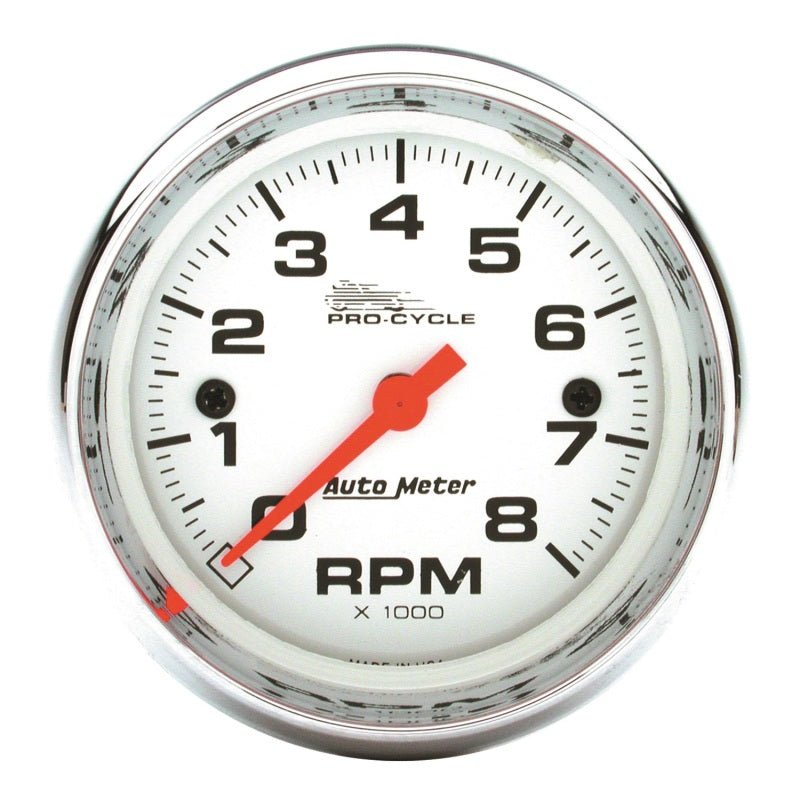 AutoMeter - Autometer Pro-Cycle Gauge Tach 2 5/8in 8K Rpm 2&4 Cylinder White - Demon Performance