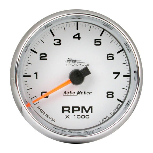 AutoMeter - Autometer Pro-Cycle Gauge Tach 2 5/8in 8K Rpm 2&4 Cylinder White - Demon Performance
