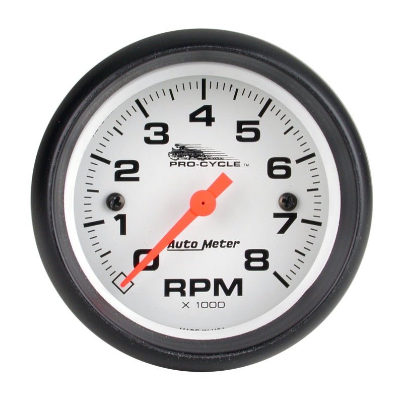 AutoMeter - Autometer Pro-Cycle Gauge Tach 2 5/8in 8K Rpm 2&4 Cylinder White - Demon Performance