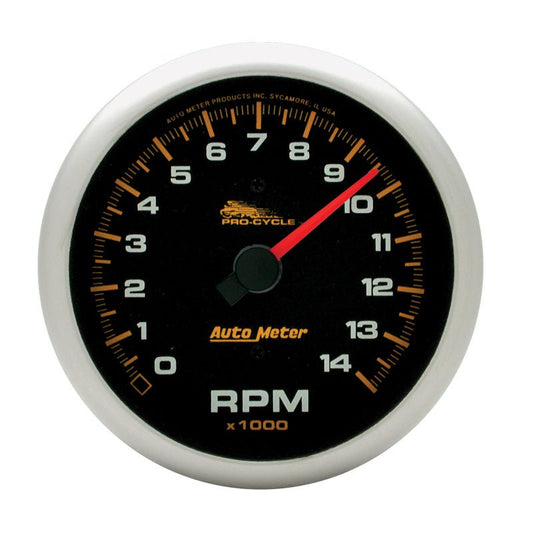 AutoMeter - Autometer Pro-Cycle Gauge Tach 3 3/4in 14K Rpm 2 & 4 Cylinder Black - Demon Performance
