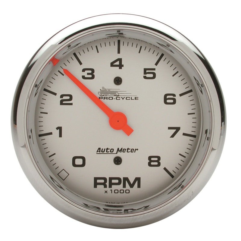 AutoMeter - Autometer Pro-Cycle Gauge Tach 3 3/4in 8K Rpm 2&4 Cylinder Silver - Demon Performance