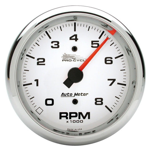 AutoMeter - Autometer Pro-Cycle Gauge Tach 3 3/4in 8K Rpm 2&4 Cylinder White - Demon Performance