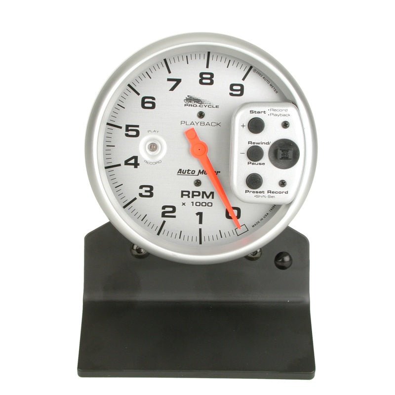 AutoMeter - Autometer Pro-Cycle Gauge Tach 5in 9K Rpm Pedestal W/ Rpm Playback Silver Pro-Cycle - Demon Performance