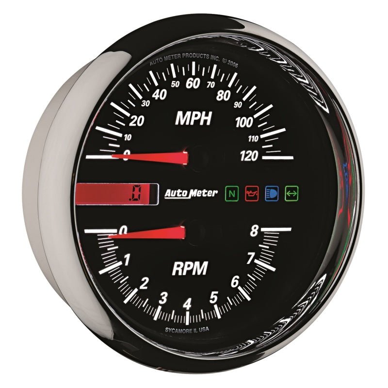 AutoMeter - Autometer Pro-Cycle Gauge Tach/Speedo 4 1/2in 8K Rpm/120 Mph Black - Demon Performance