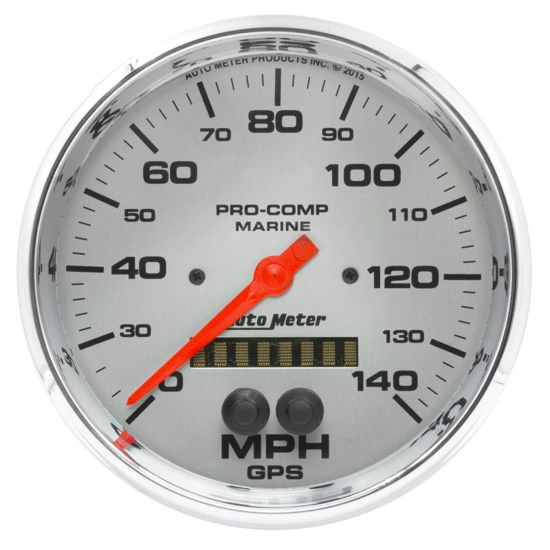 AutoMeter - Autometer Speedometer 5in 140 MPH GPS Marine Chrome Ultra-Lite Gauge - Demon Performance