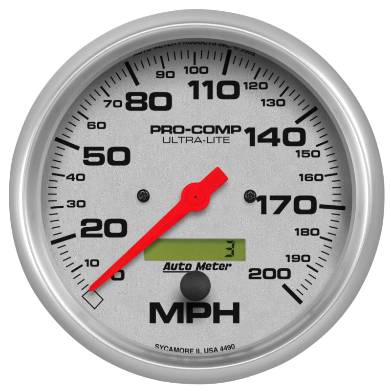 AutoMeter - Autometer Speedometer 5in - 200 MPH Electric Program w/ LCD Odometer Ultra- Lite - Demon Performance