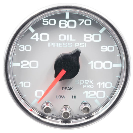 AutoMeter - Autometer Spek-Pro 2-1/16in 0-120 PSI Digital Stepper Motor w/Peak & Warn Oil Pressue Gauge - Demon Performance