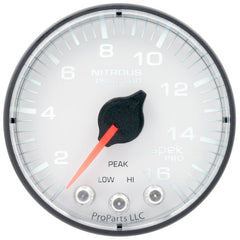 AutoMeter - Autometer Spek-Pro 2 1/16in 1600PSI Stepper Motor w/ Peak & Warn White/Black Nitrous Pressure Gauge - Demon Performance