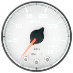 AutoMeter - Autometer Spek-Pro 2 1/16in 35PSI Stepper Motor W/Peak & Warn White/Black Boost Gauge - Demon Performance