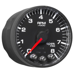 AutoMeter - Autometer Spek-Pro Black 2 1/16 inch 8K RPM Tach w/ Shift Light and Peak Memory - Demon Performance
