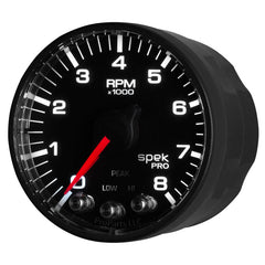 AutoMeter - Autometer Spek-Pro Black 2 1/16 inch 8K RPM Tach w/ Shift Light and Peak Memory - Demon Performance