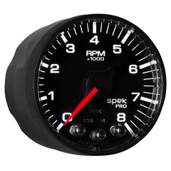 AutoMeter - Autometer Spek-Pro Black 2 1/16 inch 8K RPM Tach w/ Shift Light and Peak Memory - Demon Performance