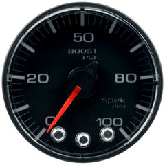 AutoMeter - Autometer Spek-Pro Gauge Boost 2 1/16in 100psi Stepper Motor W/Peak & Warn Blk/Blk - Demon Performance