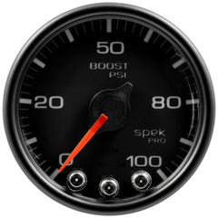 AutoMeter - Autometer Spek-Pro Gauge Boost 2 1/16in 100psi Stepper Motor W/Peak & Warn Blk/Blk - Demon Performance
