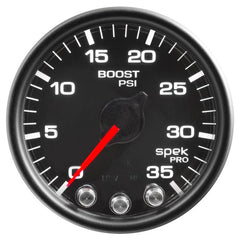 AutoMeter - Autometer Spek-Pro Gauge Boost 2 1/16in 35psi Stepper Motor W/Peak & Warn Black/Black - Demon Performance